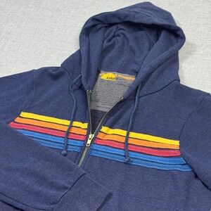 Aviator Nation 5-Stripe Hoodie Men's Large Blue Full Zip Classic Made In USA